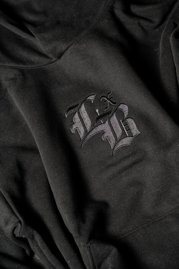 Embroidered Lockdown Black Ultra Premium Hoodie