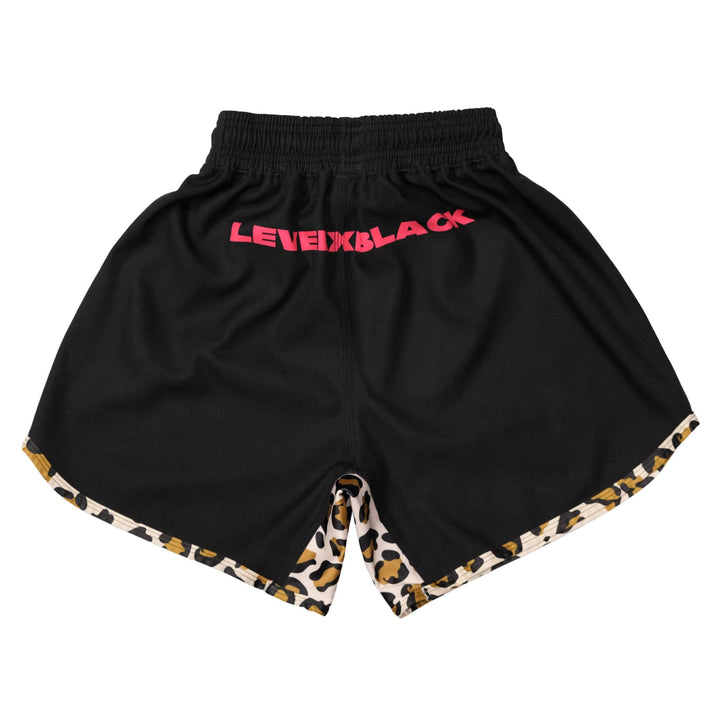 Pink Leopard Competitor Black Training Shorts