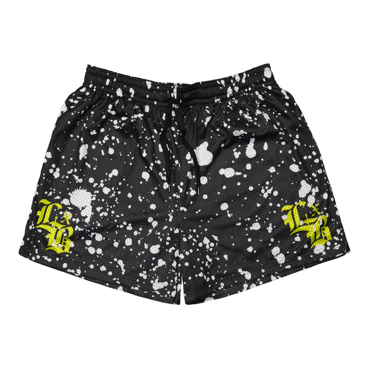 Neon Splatter Mesh Shorts