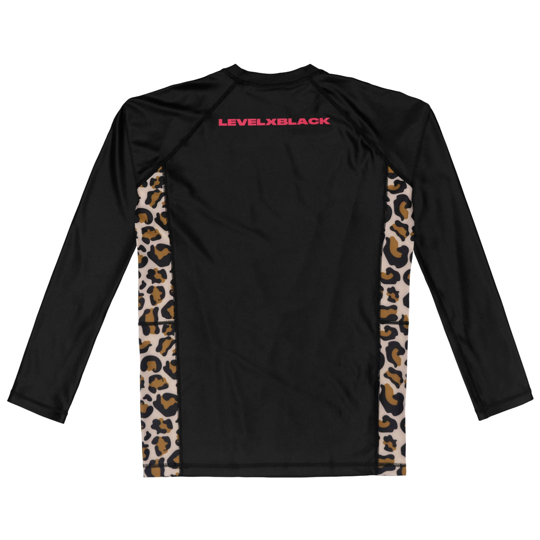 Pink Leopard Competitor Black LS Rash Guard