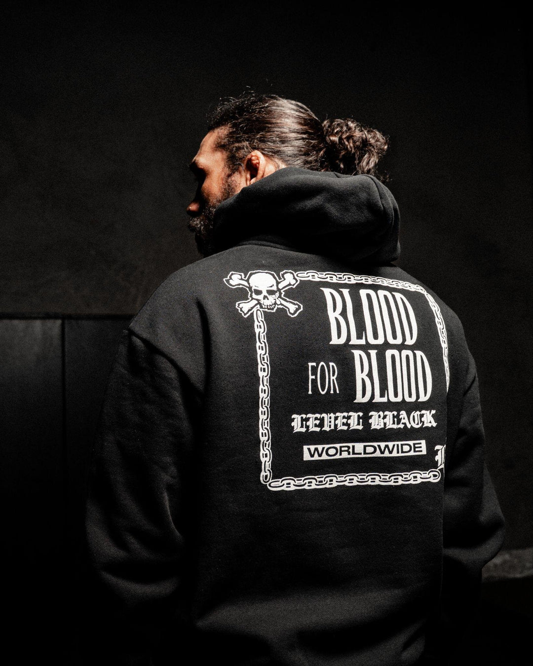 Level Black x Blood For Blood: worn, back view