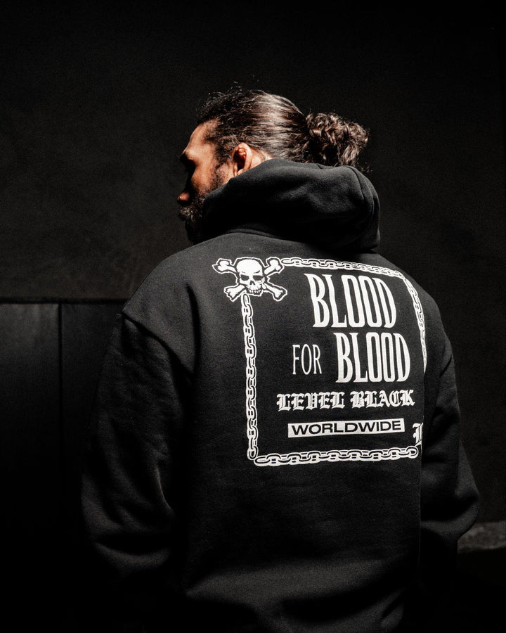Level Black x Blood For Blood: worn, back view