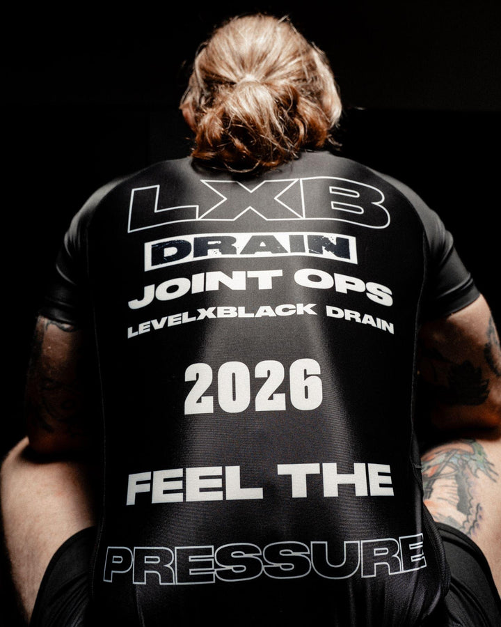 Level Black x Drain: worn, back view