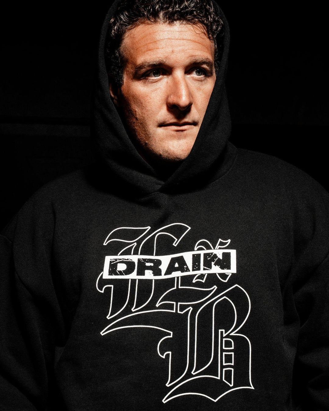 Level Black x Drain: worn, front view