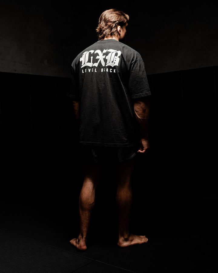 LXB Steel Gray: worn, back view
