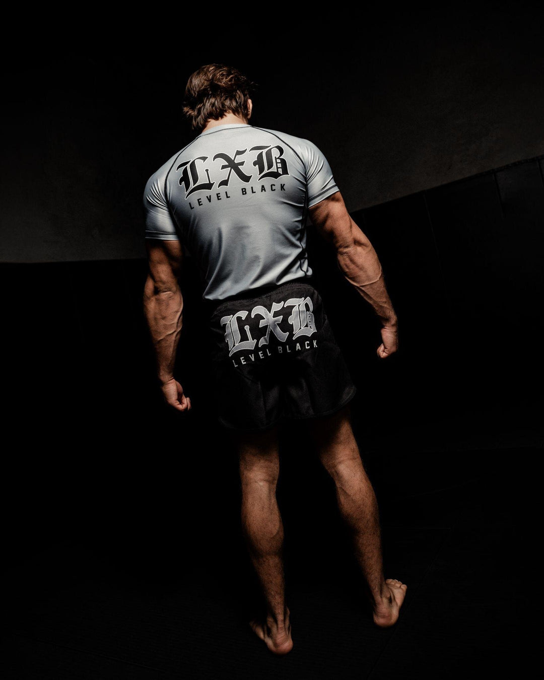 LXB Steel Gray: worn, back view