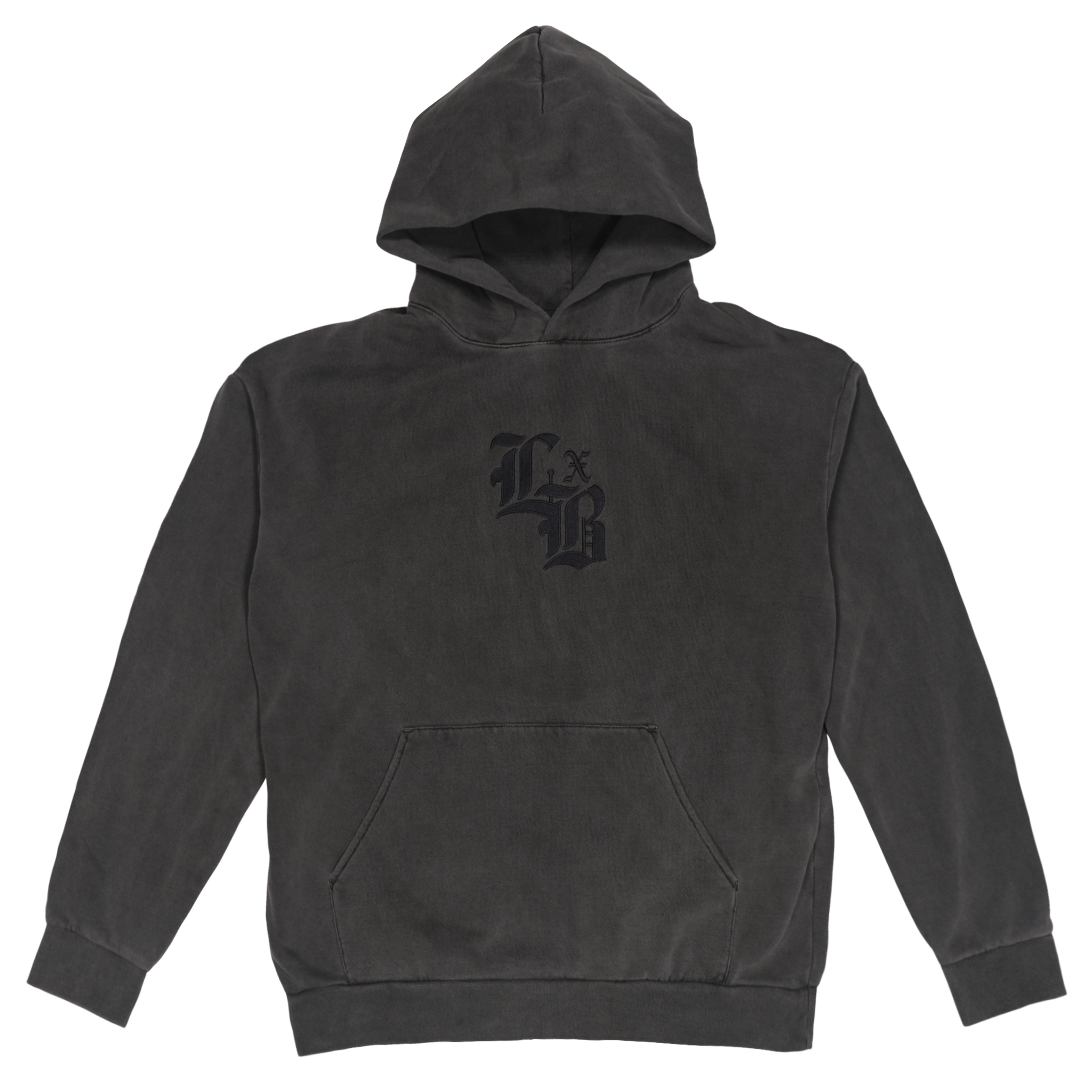 EMBRIOD+HOODIE-CHAR-FRONT Embroidered Lockdown Vintage Black Ultra Premium Hoodie - Image 1