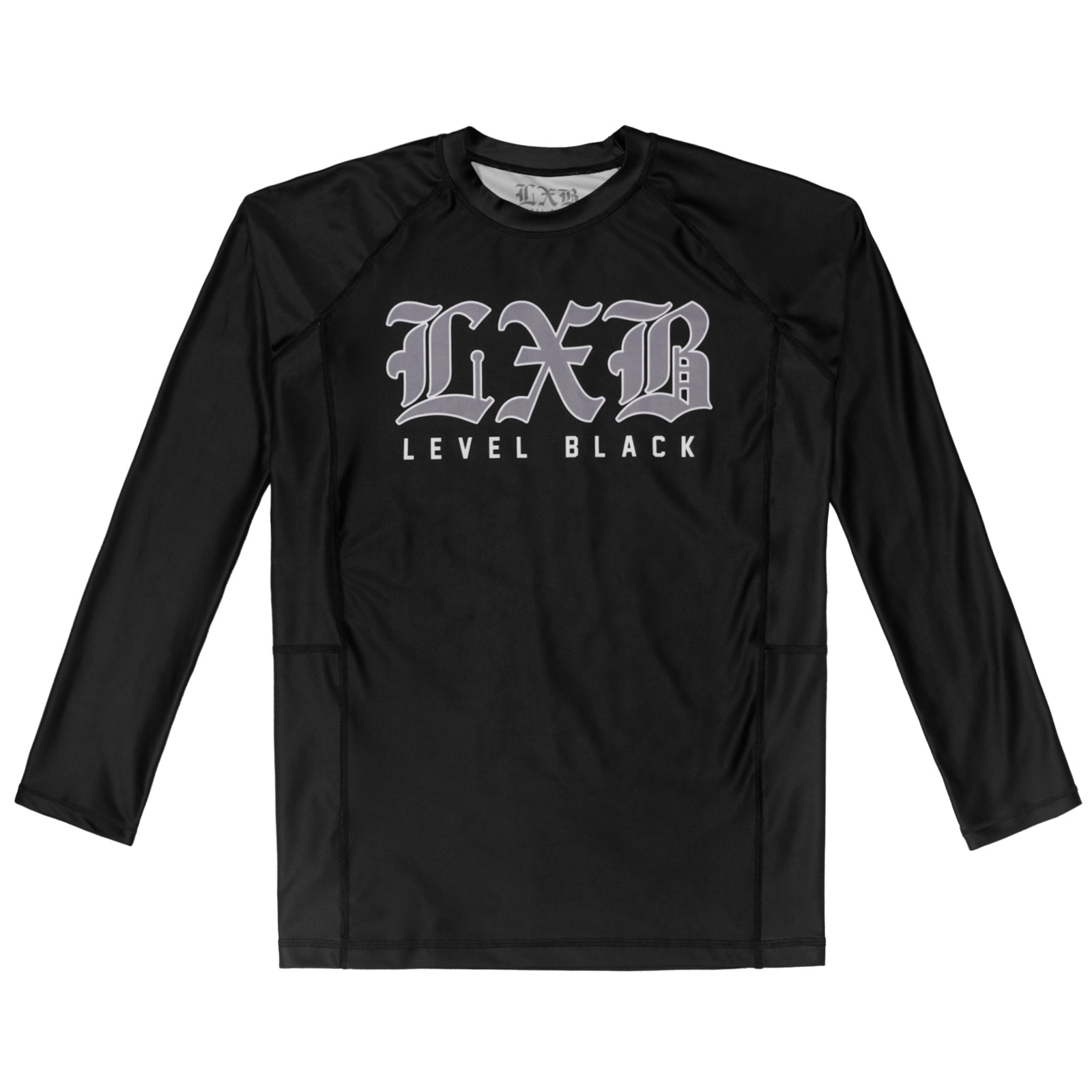 STEEL-RG-LS-BLK-FRONT LXB Steel Gray Black LS Rash Guard - Image 1