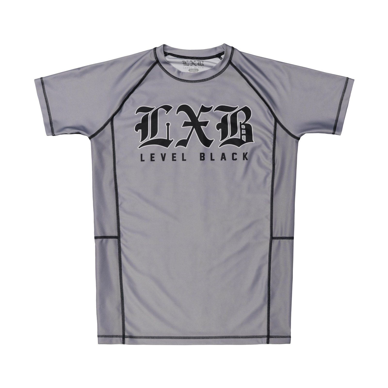 STEEL-RG-SILVER-FRONT LXB Steel Gray Rash Guard - Image 1